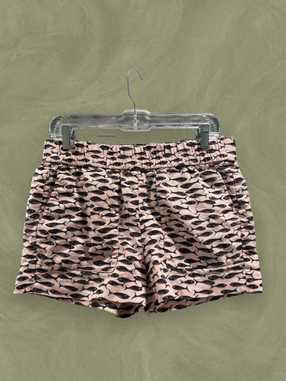 J. Crew Pink Shorts with Black Fish Print
